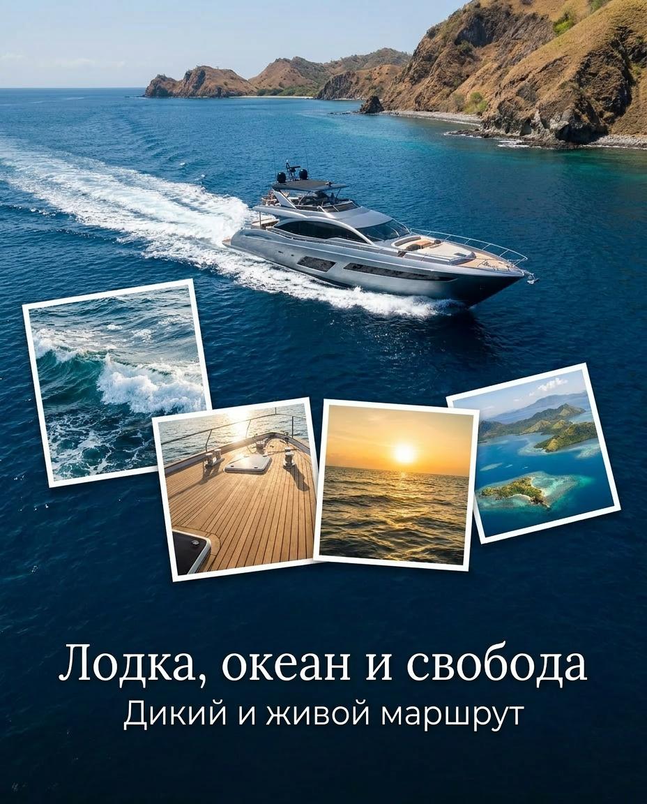 Лодка в океане у островов